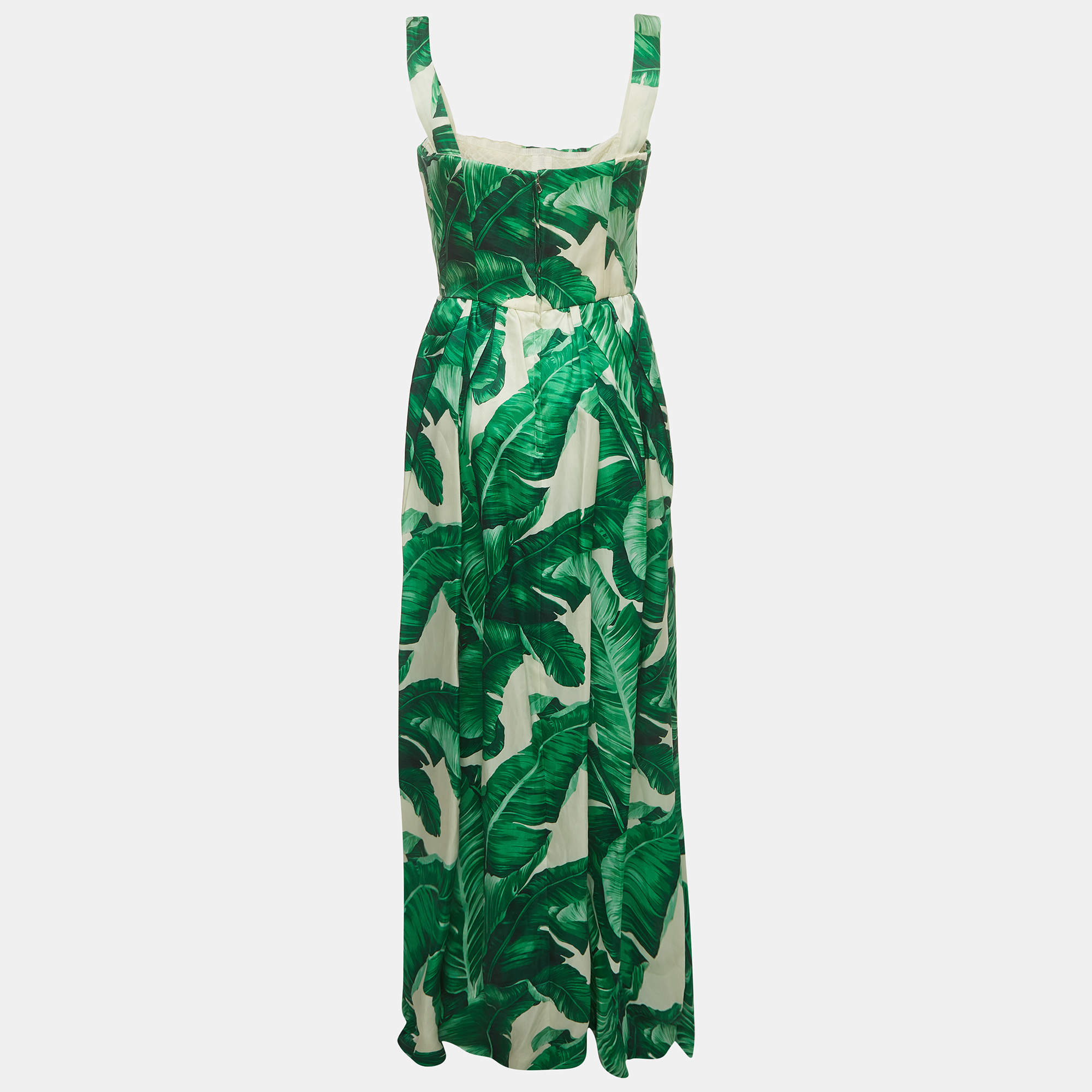 Dolce & Gabbana Palm Leaf Silk Embellished Gown
