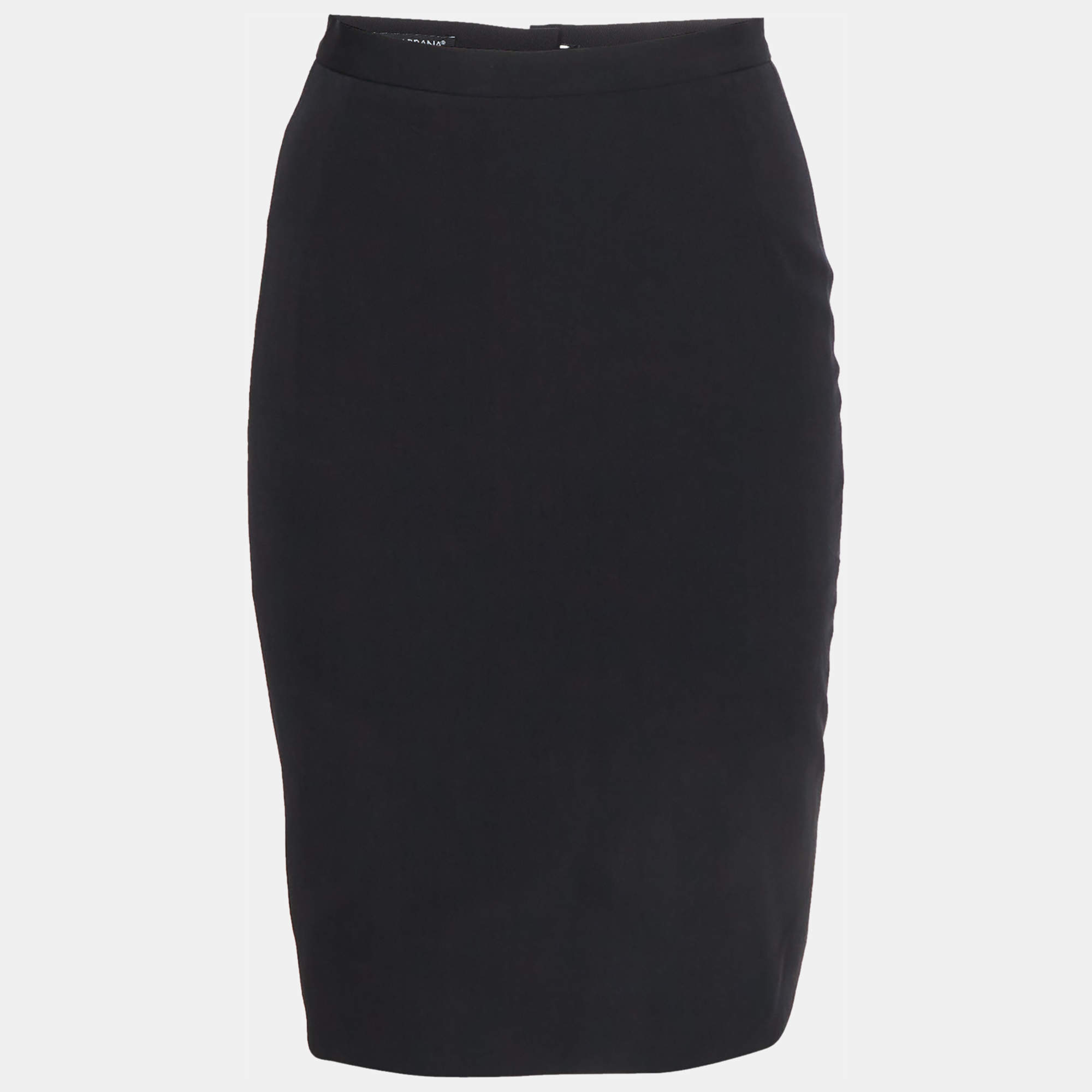 Pre Owned Dolce & Gabbana Black Wool Blend Pencil Skirt S 