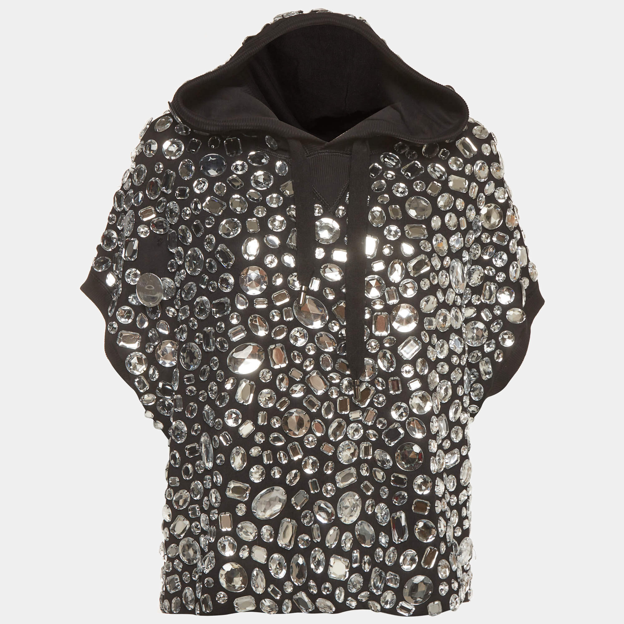 مملوكة مسبقًا Dolce & Gabbana Black Embellished Cotton Hooded Sweatshirt S