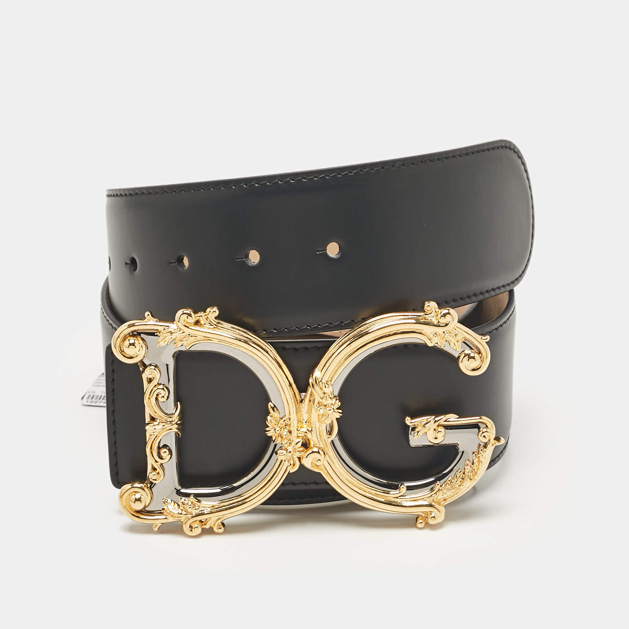 Dolce & Gabbana 黒レザーベルト 85cm Dolce&Gabbana Men Leather Belt Black 85cm Black Luxury Sleek