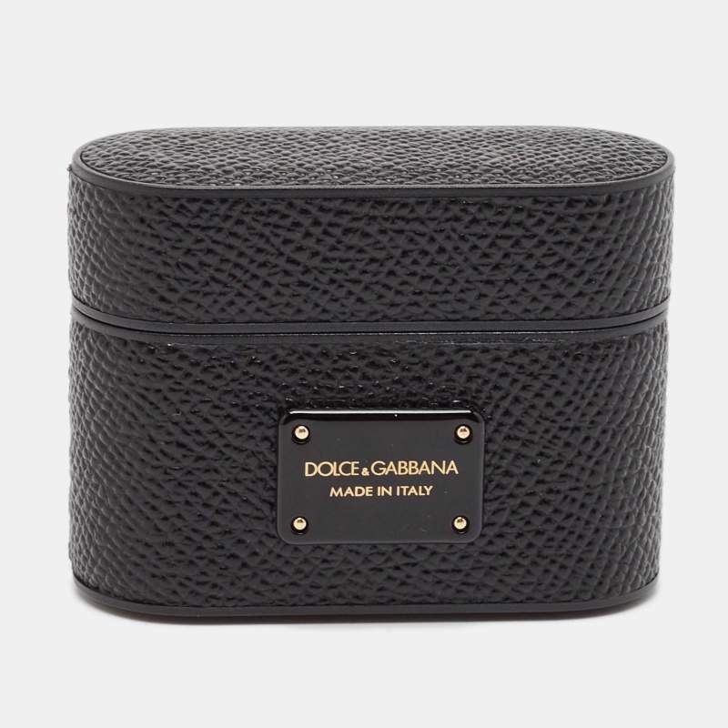 Pre Owned Dolce & Gabbana Black Leather Airpods Case