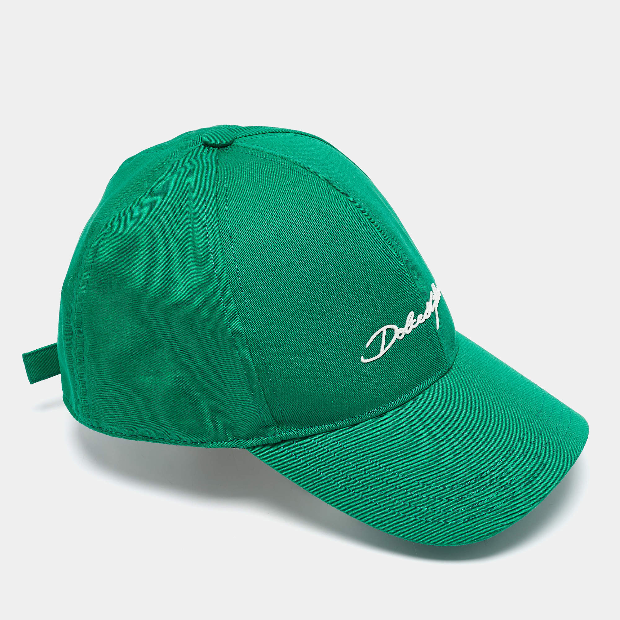 Dolce & Gabbana Green Logo Embroidered Synthetic Baseball Cap