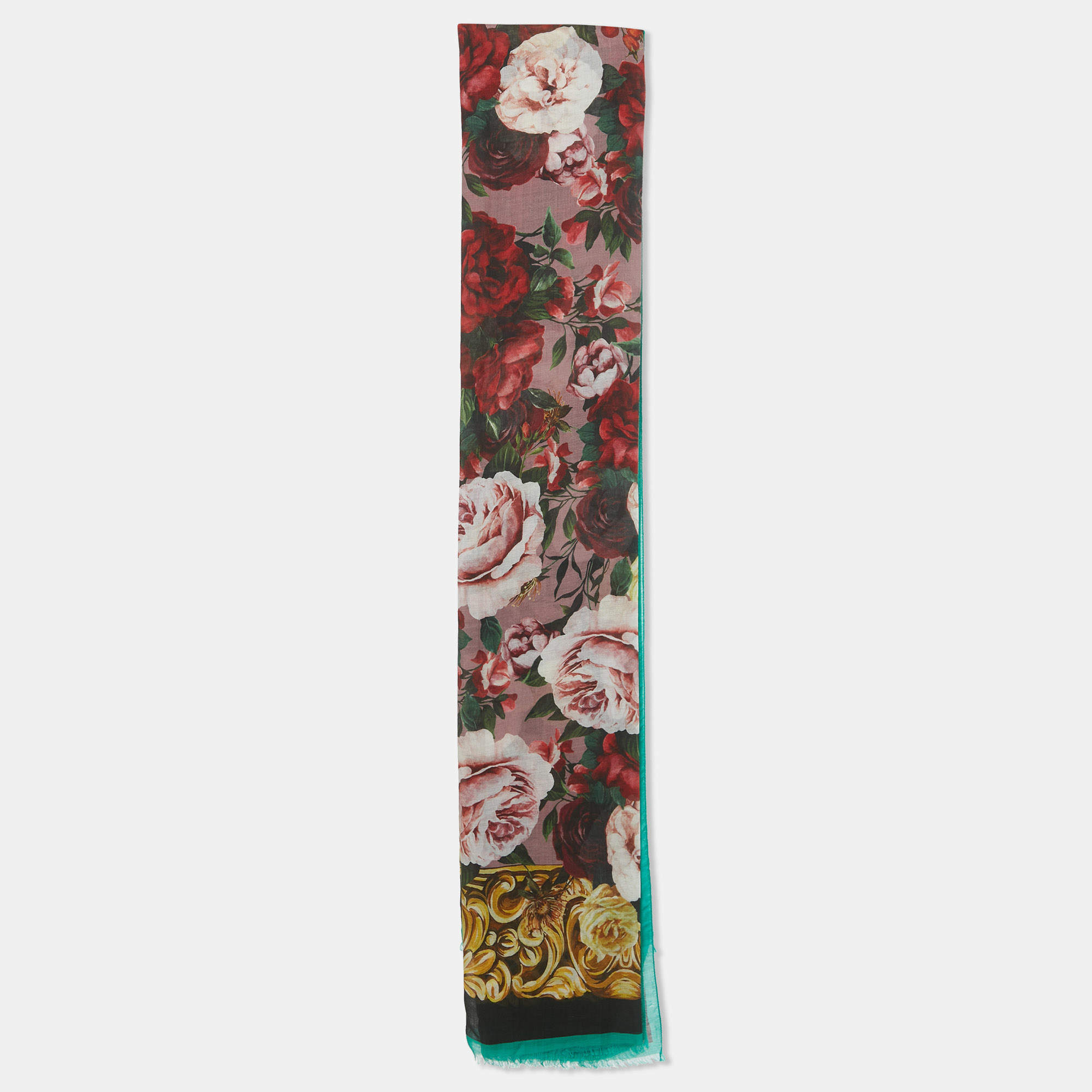 Pre Owned Dolce & Gabbana Multicolor Floral Printed Modal & Cashmere Scarf