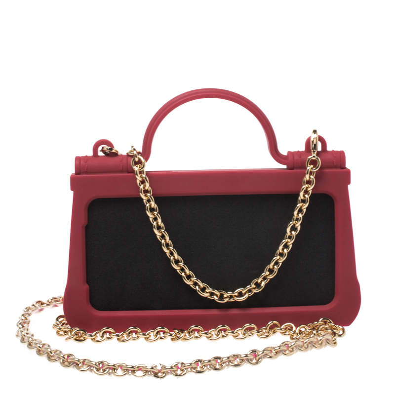 Pre Owned Dolce & Gabbana Red Rubber Sicily iPhone X - XS Chain Case