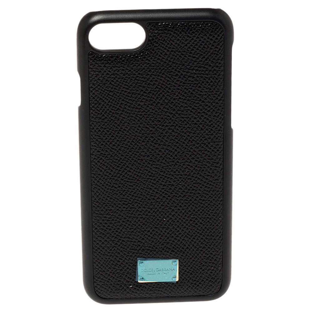 Pre Owned Dolce & Gabbana Black Leather iPhone 7 Cover