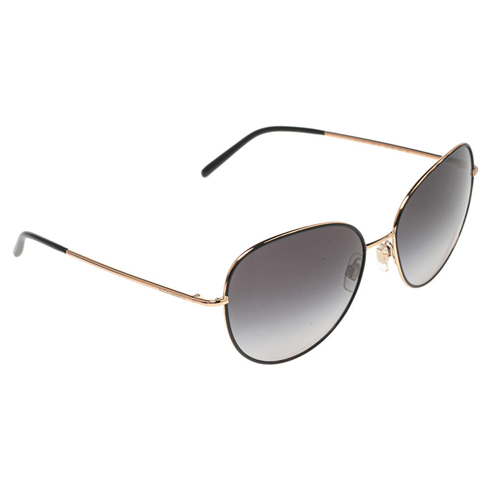 Pre Owned Dolce & Gabbana Black/Rose Gold Tone DG 2194 Oval Gradient Sunglasses