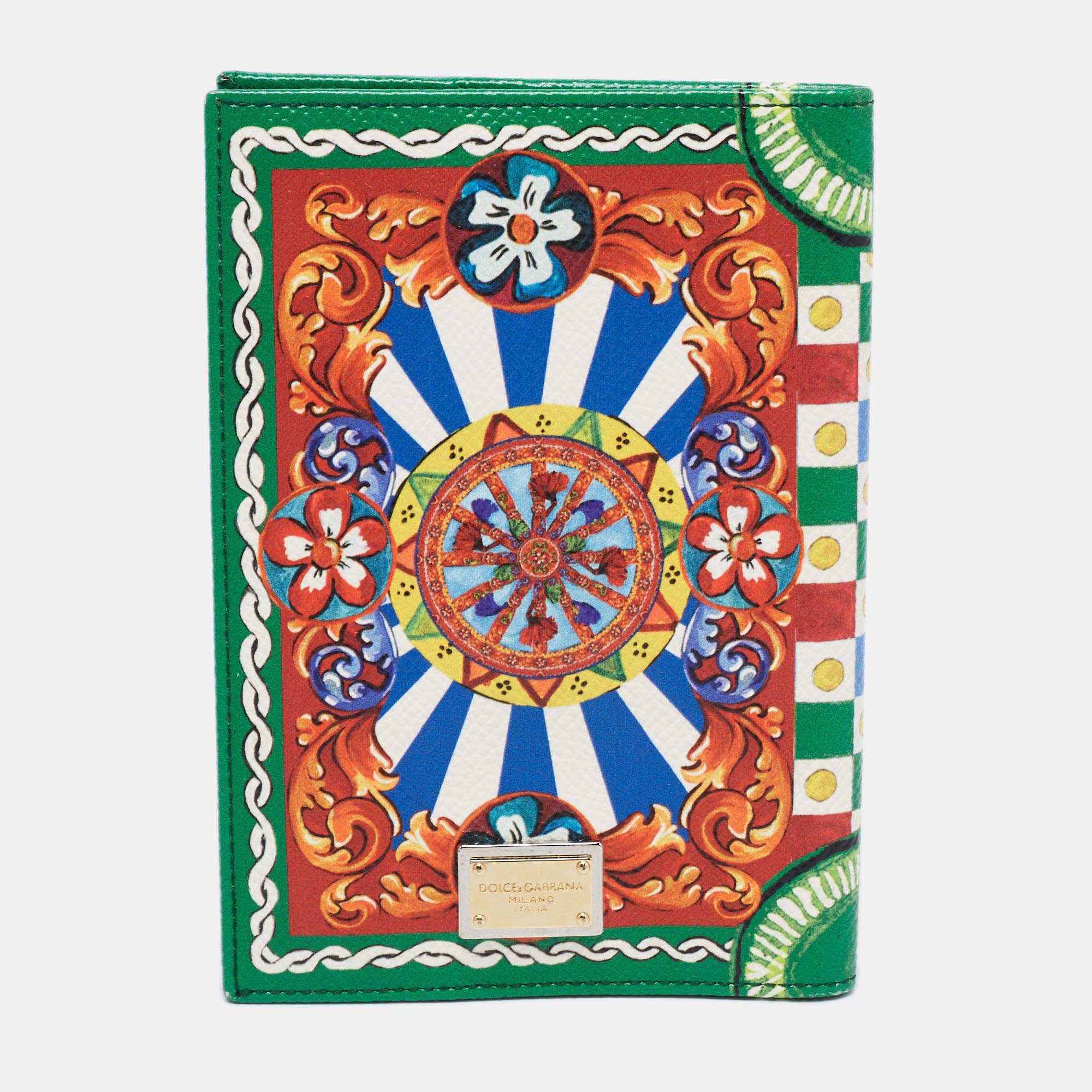 Pre Owned Dolce & Gabbana Multicolor Printed Leather Passport Holder