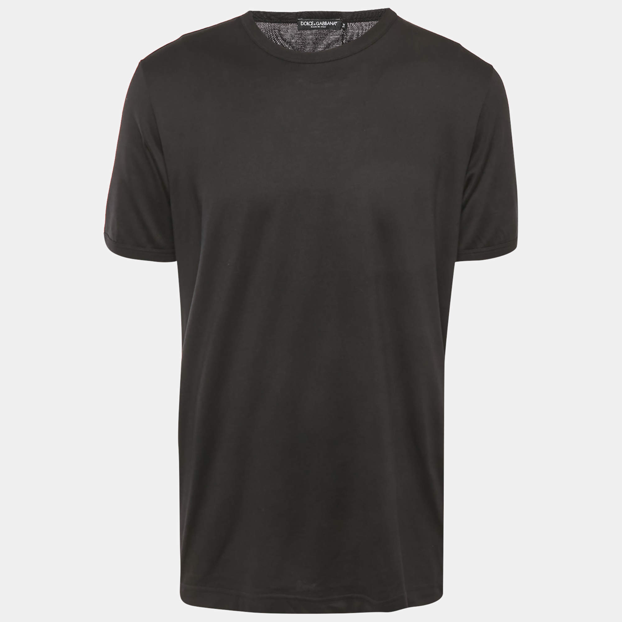 Pre Owned Dolce & Gabbana Black Cotton Knit Crew Neck T-Shirt XXL