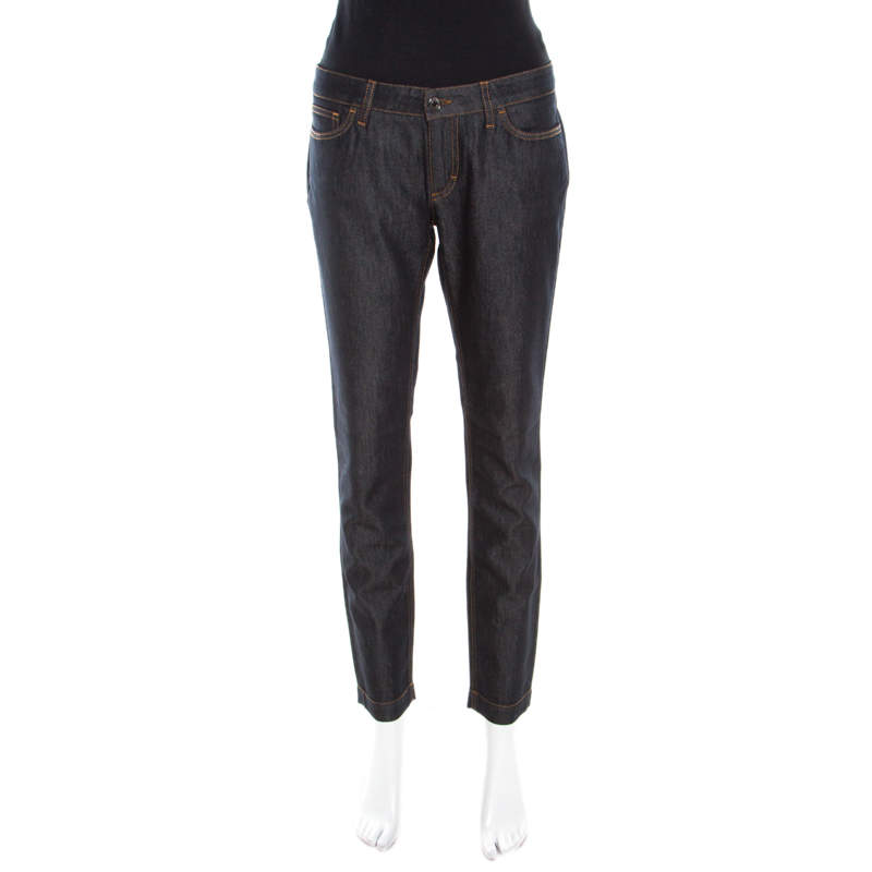 Pre Owned بنطلون جينز دولتشي أند غابانا قصة ضيقة دنيم باهت أزرق داكن M