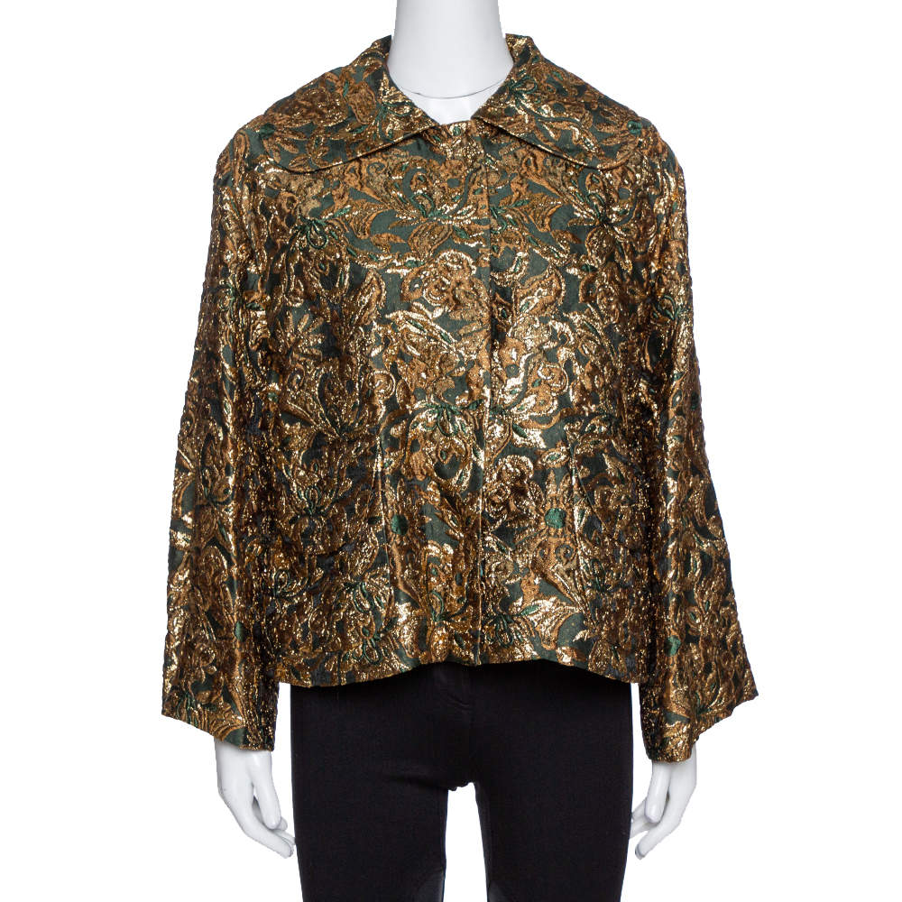 Pre Owned جاكيت دولتشي آند غابانا جاكار لوريكس أخضر كبير مقاس صغير - سمول