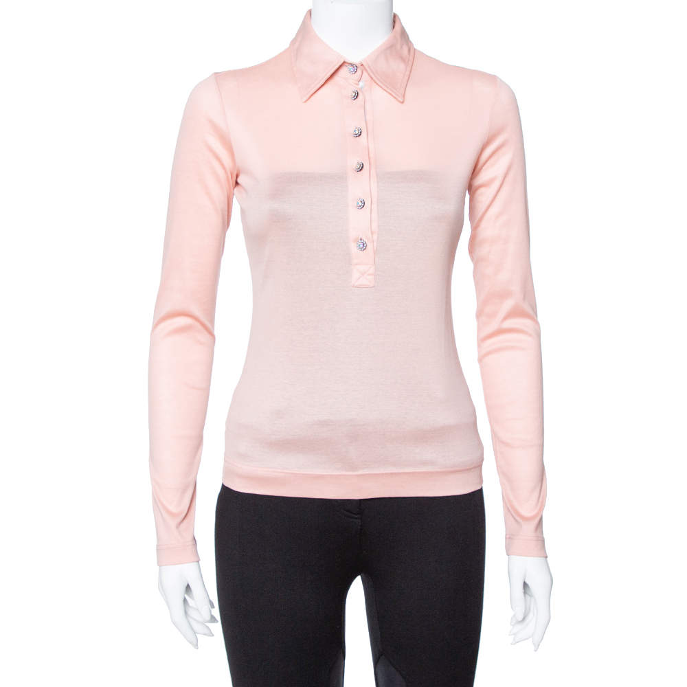 Pre Owned Dolce & Gabbana Pink Cotton Knit Polo T shirt S