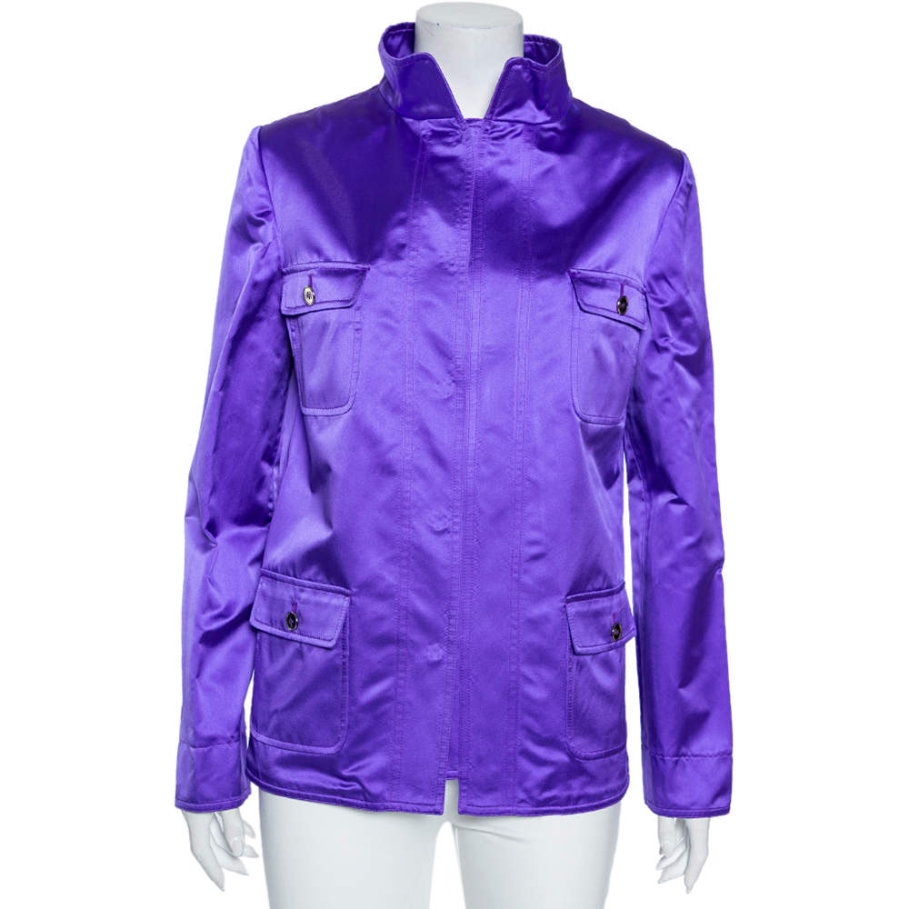 Dolce & Gabbana Purple Silk Satin Button Front Jacket M