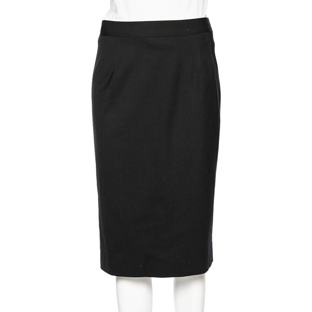 Pre Owned Dolce & Gabbana Black Wool Formal Pencil Skirt M