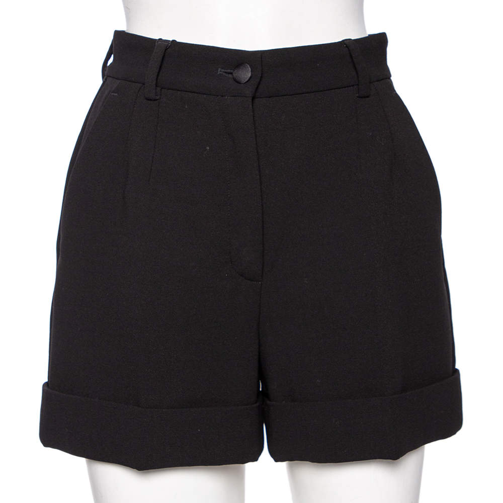 Pre Owned شورت دولتشي أند غابانا صوف أسود خصر مرتفع مقاس صغير (سمول)