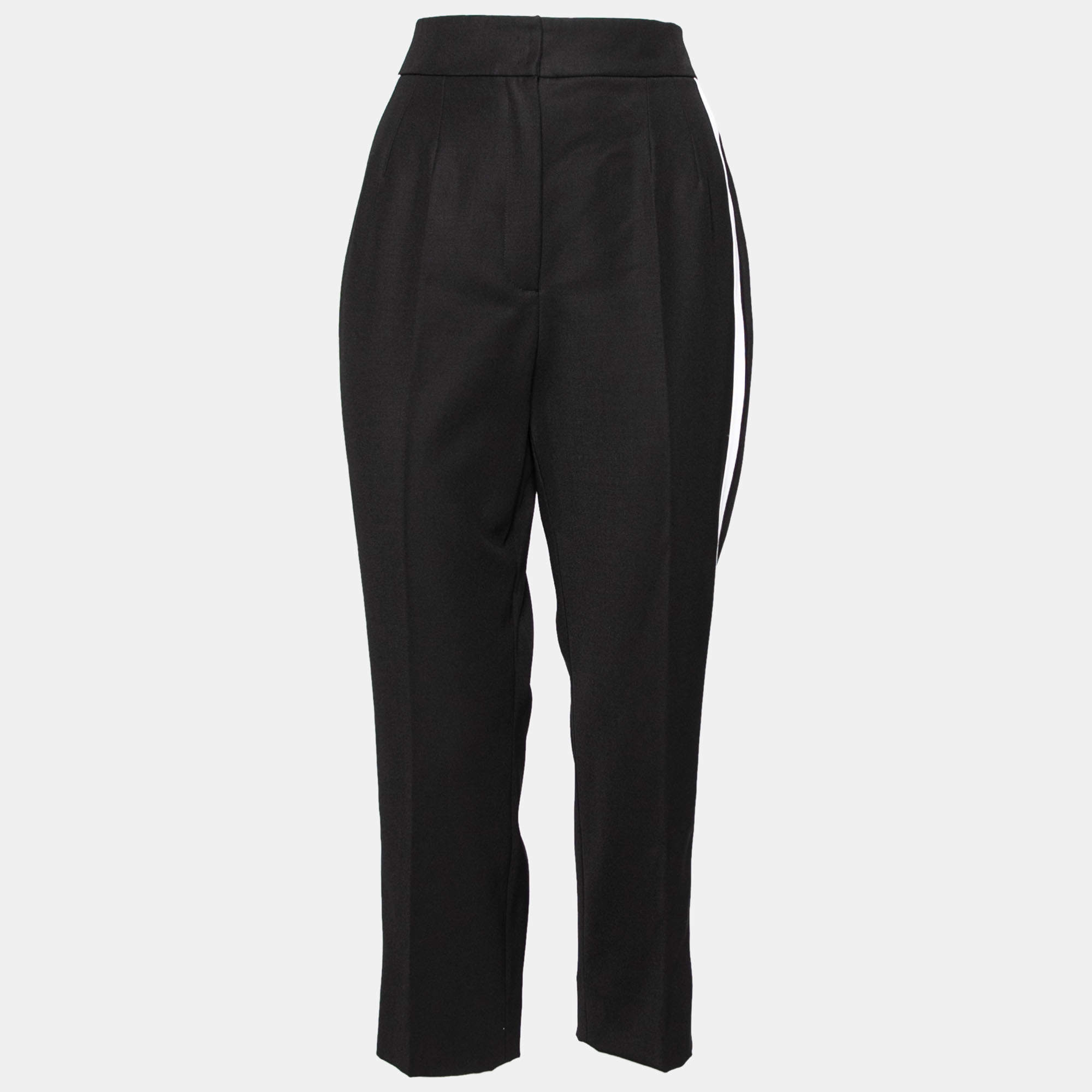 Dolce & Gabbana Black Wool Contrast Trimmed Pants M