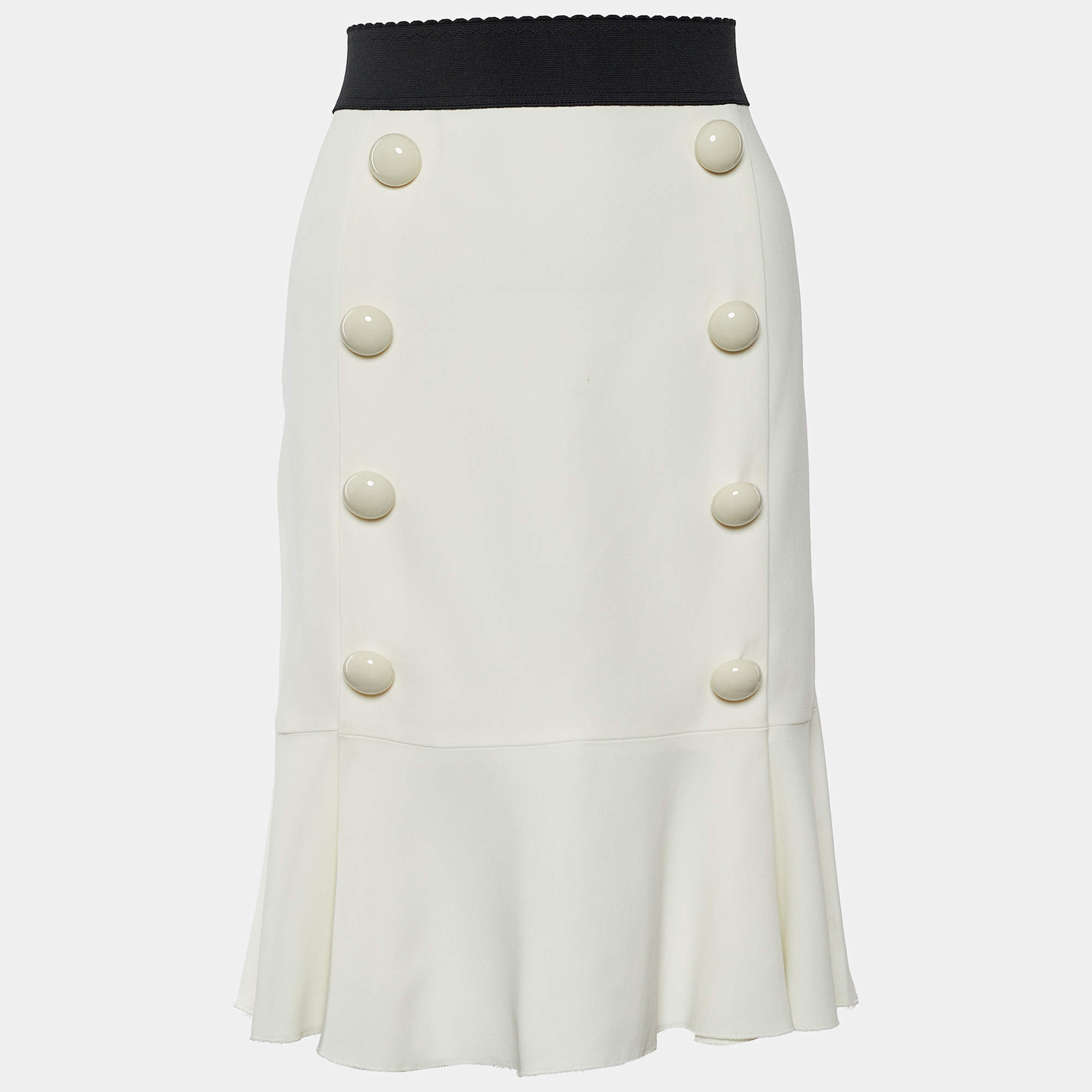 Pre Owned Dolce & Gabbana White Crepe Flared Skirt M