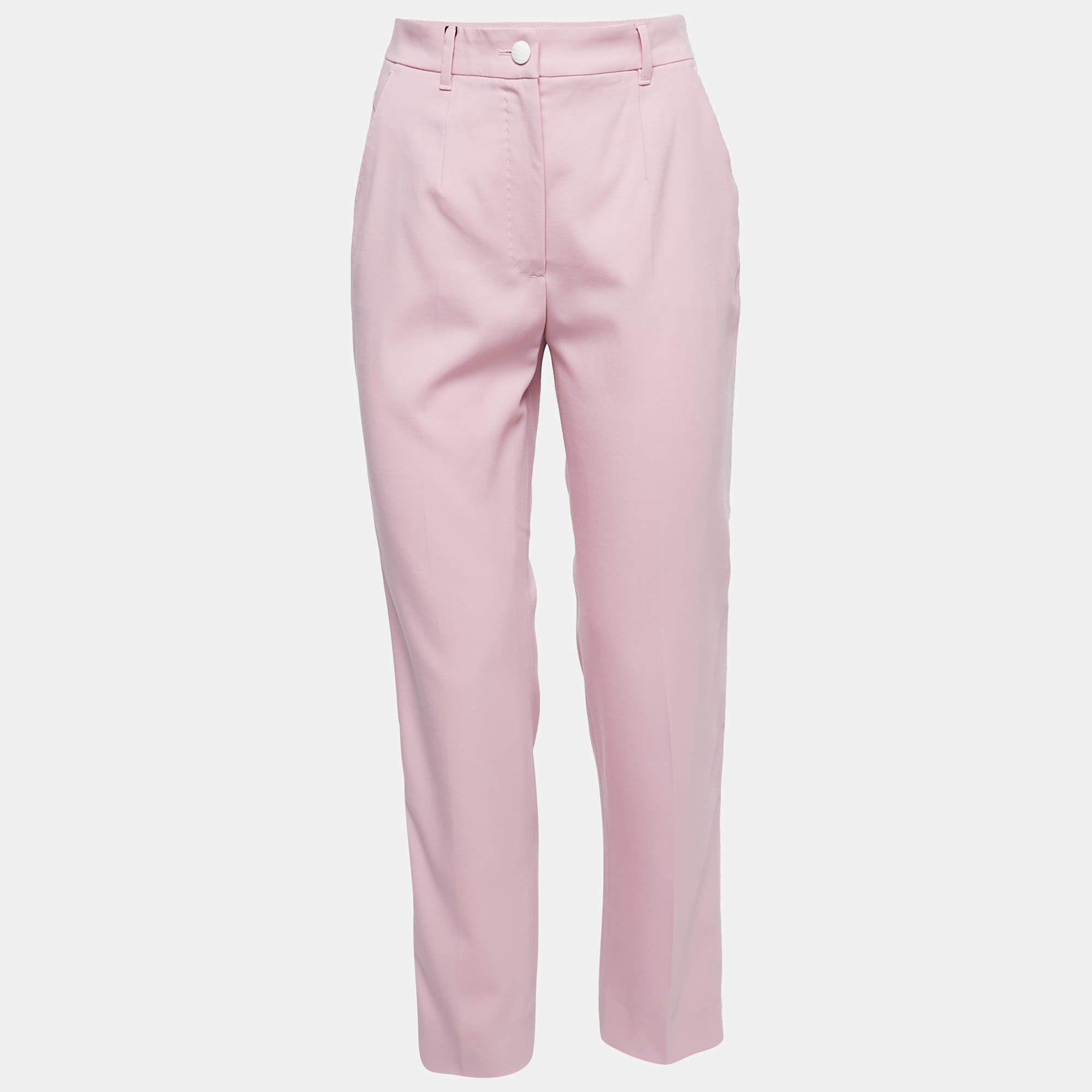 مملوكة مسبقًا Dolce & Gabbana Pink Wool Side Stripe Detail Trousers S