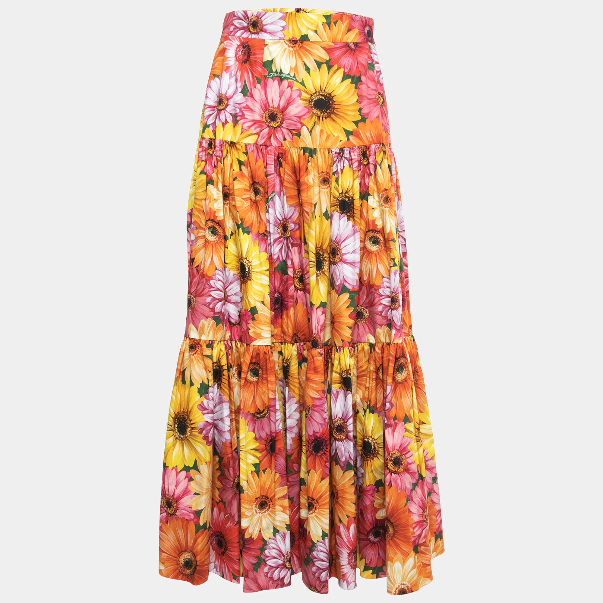 مملوكة مسبقًا Dolce & Gabbana Multicolor Daisy Print Cotton Maxi Skirt M