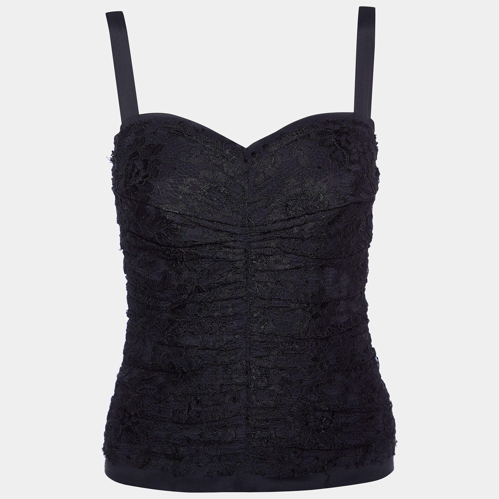 Pre Owned Dolce & Gabbana Black Lace Bustier Top S