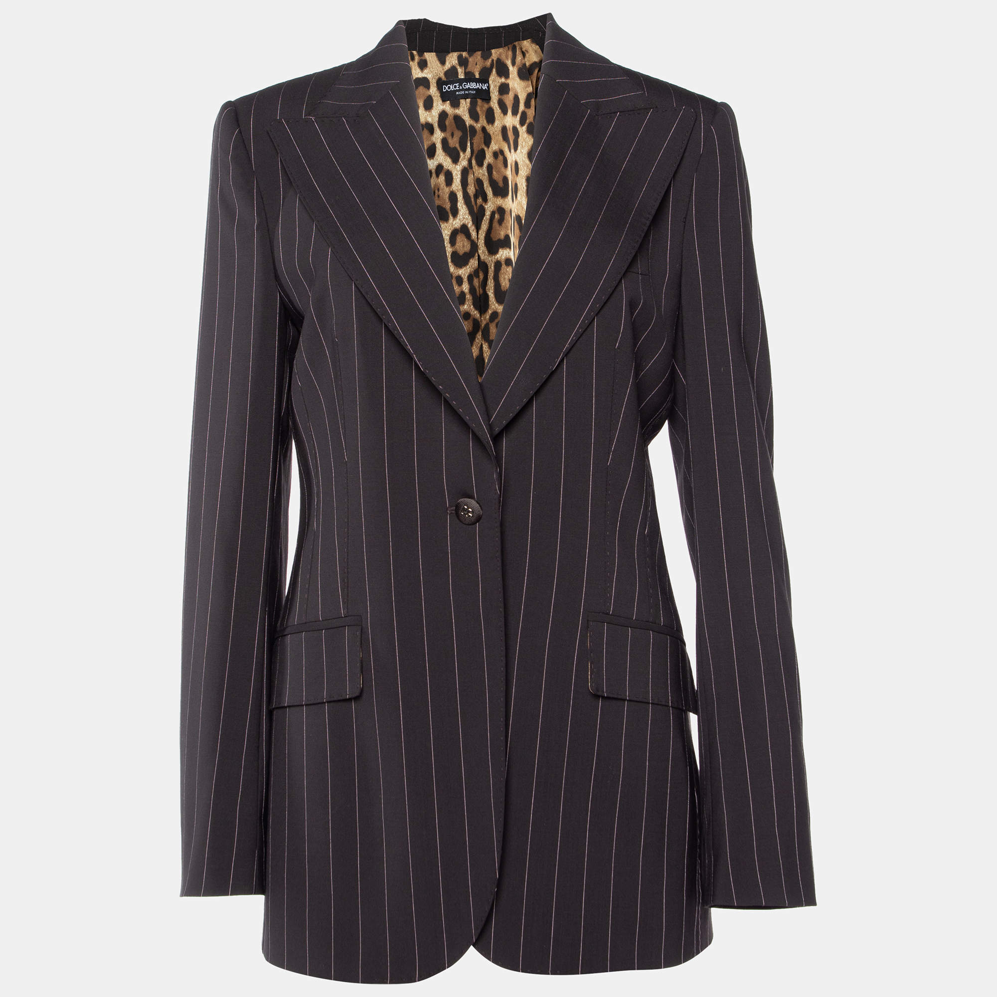 Pre Owned Dolce & Gabbana Brown Pinstriped Wool Tailored Blazer M