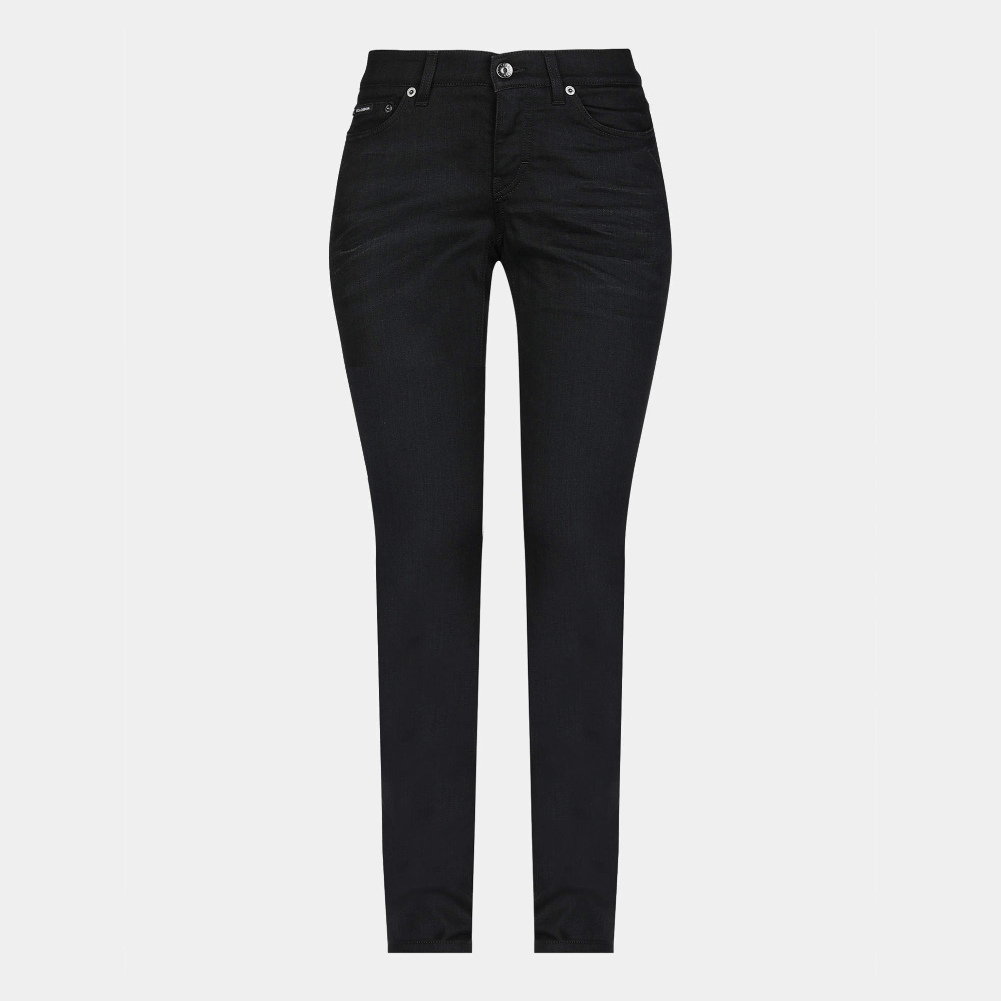 Pre Owned Dolce & Gabbana Black Denim Girly Jeans S Waist 27"