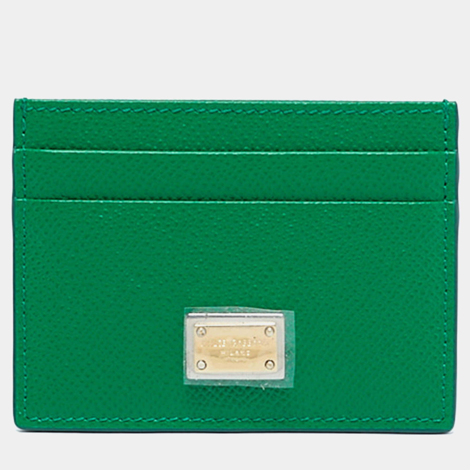 Dolce & Gabbana Green Leather Card Holder