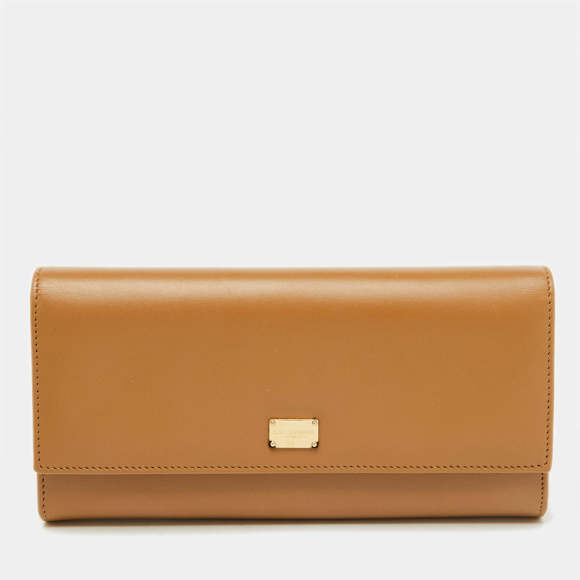 Dolce & Gabbana Beige Leather Flap Continental Wallet