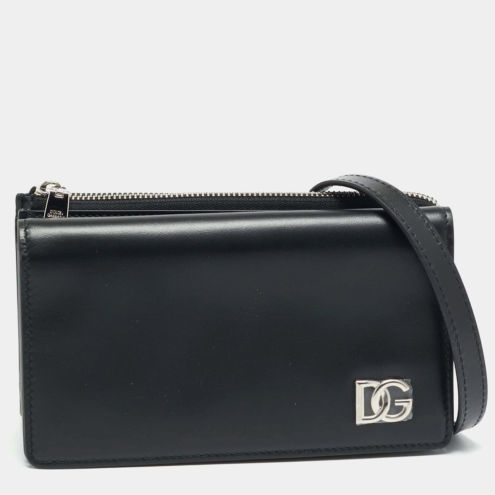 Pre Owned Dolce & Gabbana Mini Black Leather Crossbody Bag