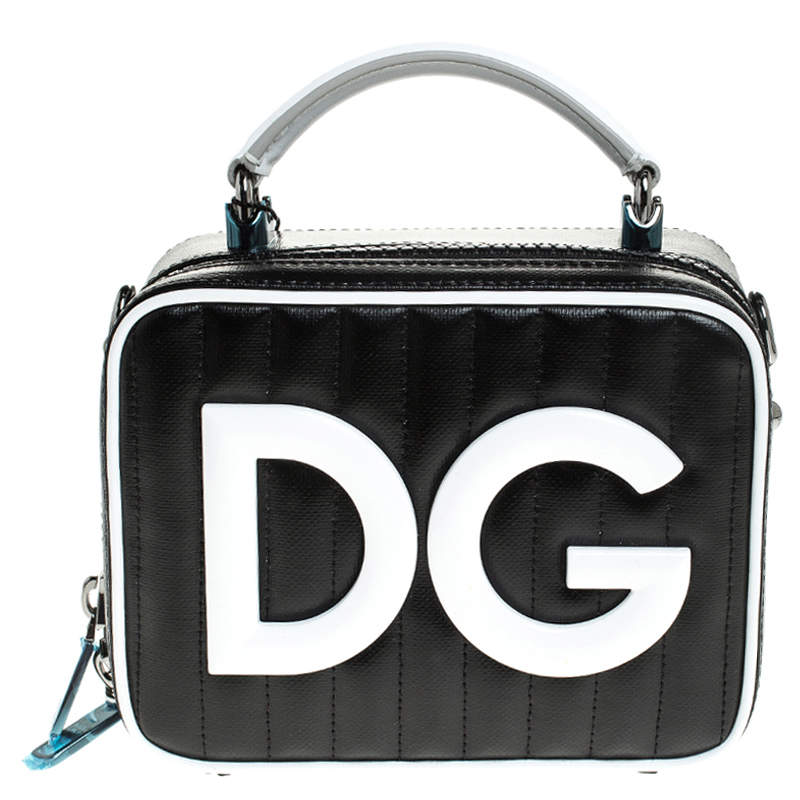 Dolce & Gabbana Black/White Coated Canvas DG Girls Crossbody Bag