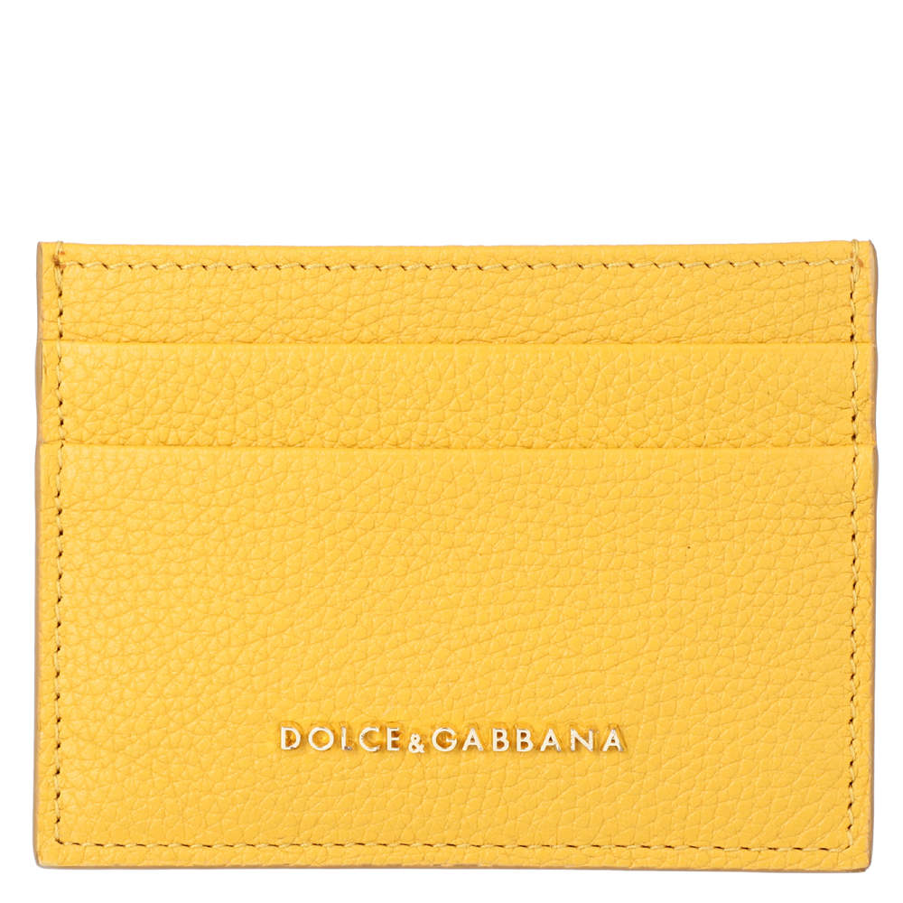 مملوكة مسبقًا محفظة بطاقات دولتشي أند غابانا جلد أصفر