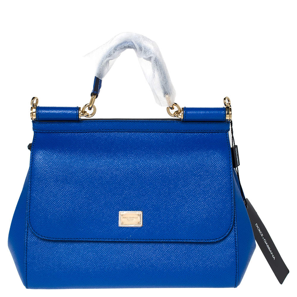 Dolce & Gabbana Leather Miss Sicily Bag - Blue Handle Bags