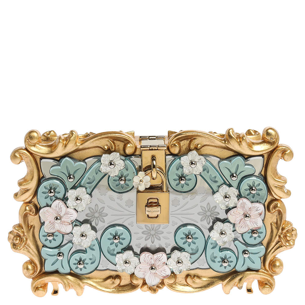 Pre Owned حقيبة دولتشي أند غابانا باروك دولتشي بوكس متعددة الألوان مرآة من الأكريليك 