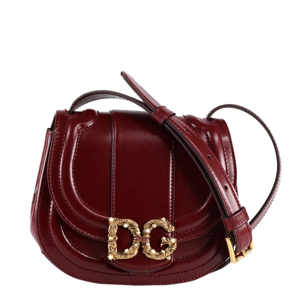 Dolce & Gabbana Burgundy Calfskin Leather DG Amore Small Bag Dolce & Gabbana  | TLC