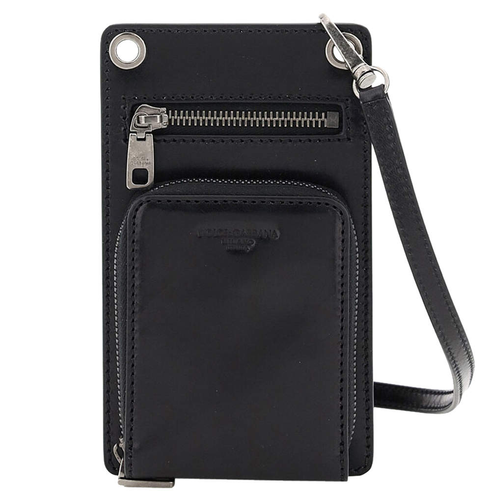 Pre Owned Dolce & Gabbana Black Leather Horsehide Phone bag