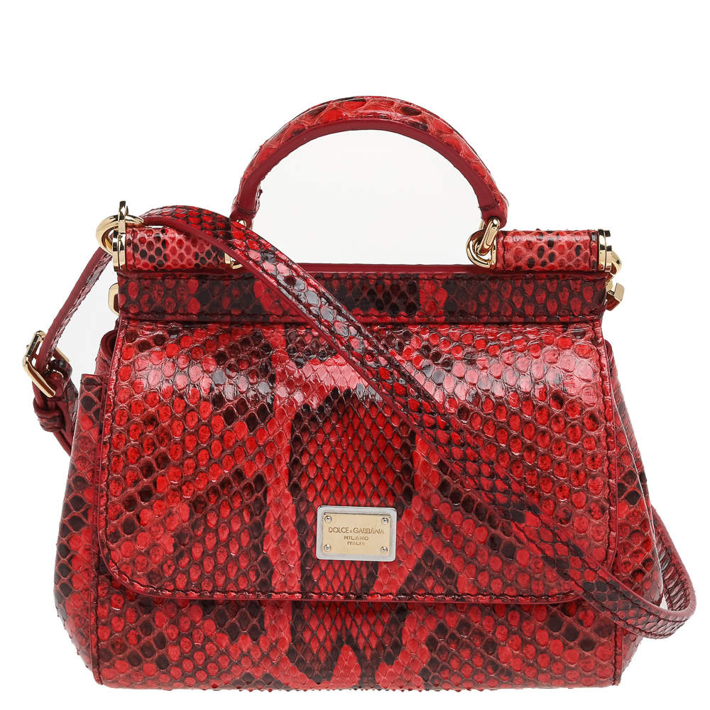 Dolce & Gabbana Red Python Micro Miss Sicily Top Handle Bag Dolce ...