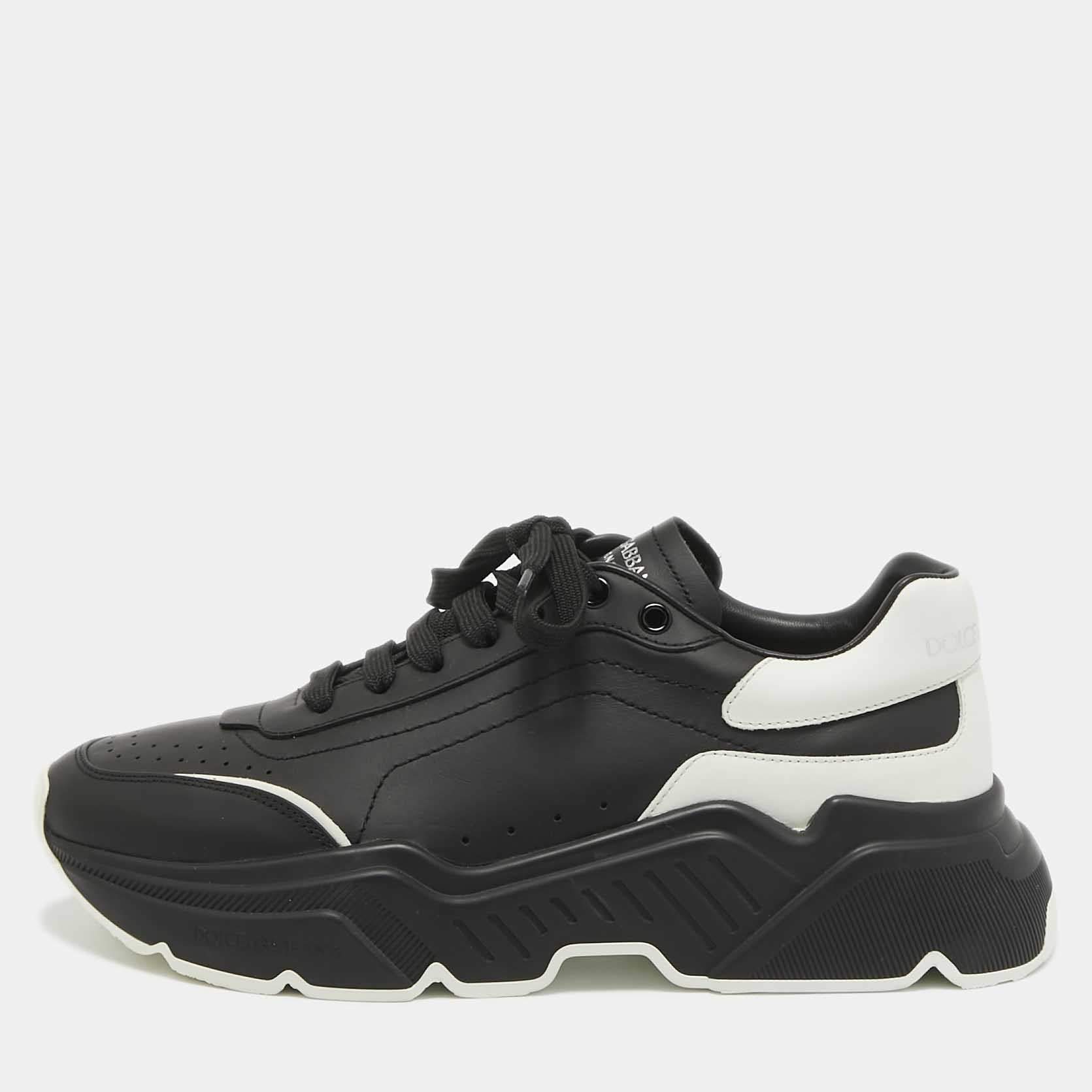 Pre Owned Dolce & Gabbana Black/White Leather Daymaster Low Top Sneakers Size 40
