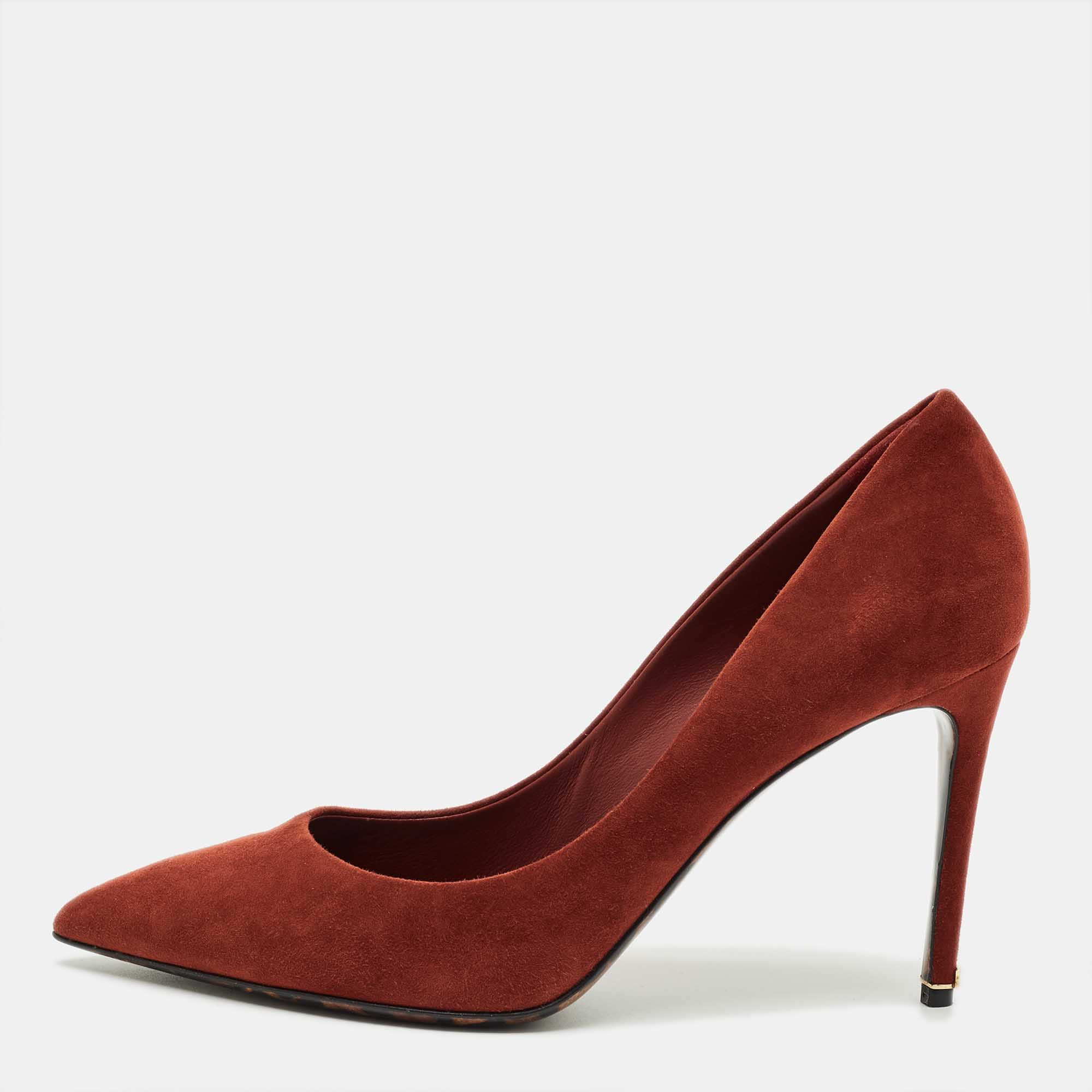Pre Owned Dolce & Gabbana Brick Red Suede Pointed Toe Pumps Size 40