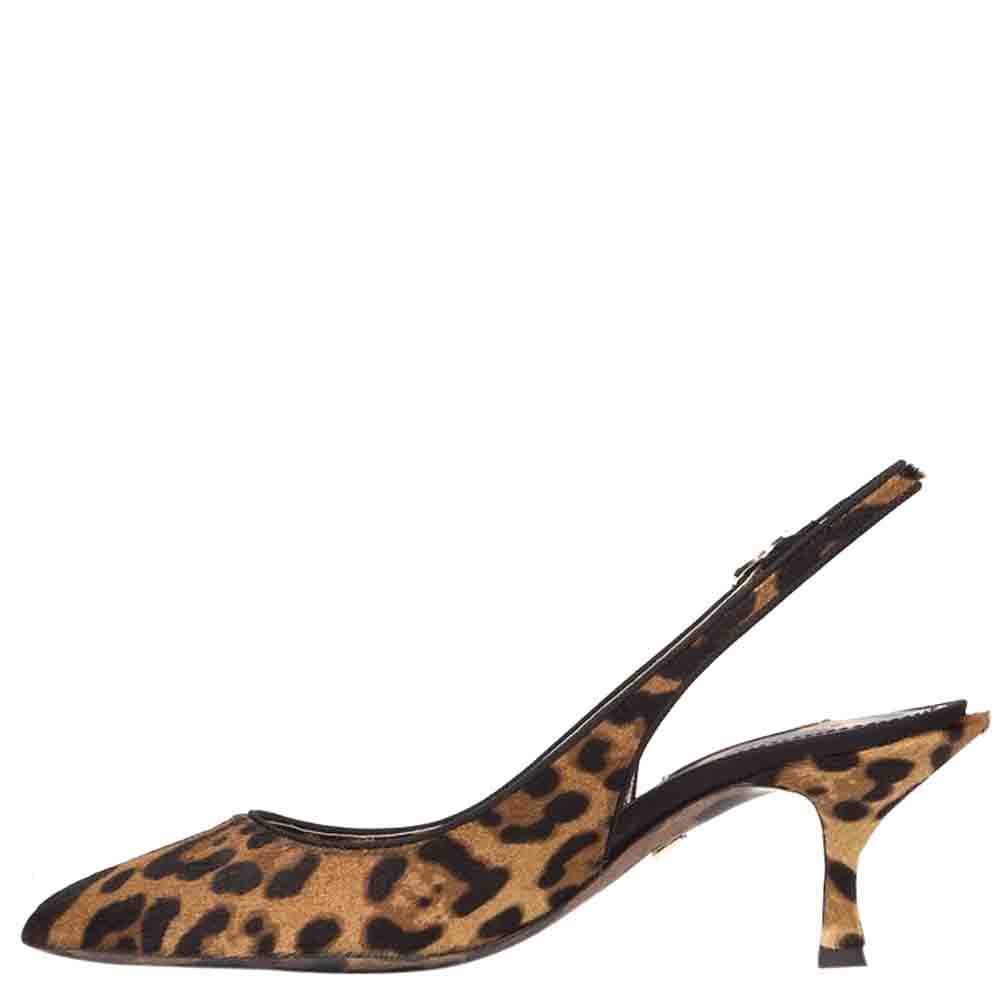 Dolce & Gabbana Brown Leopard-print pony hair Slingback Pumps Size EU 36  Dolce & Gabbana | TLC