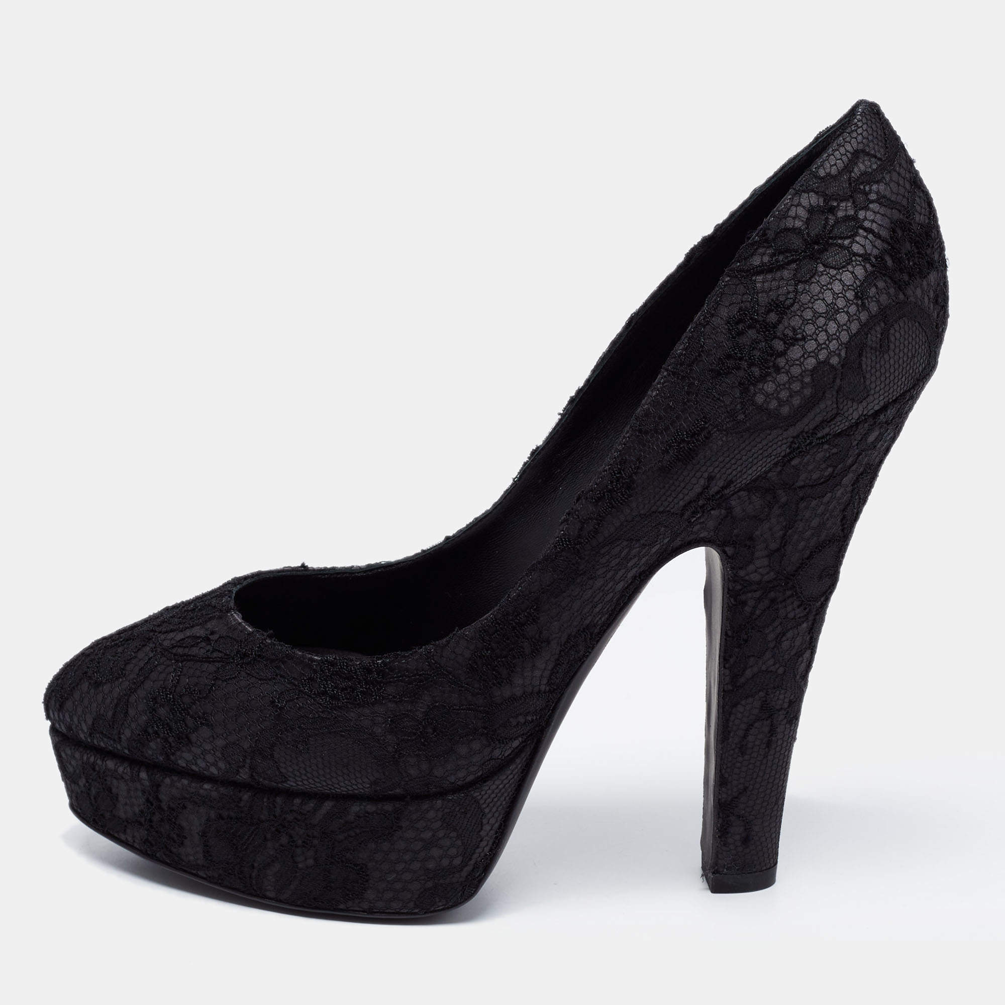 Dolce & Gabbana Black Lace Platform Pumps Size 40