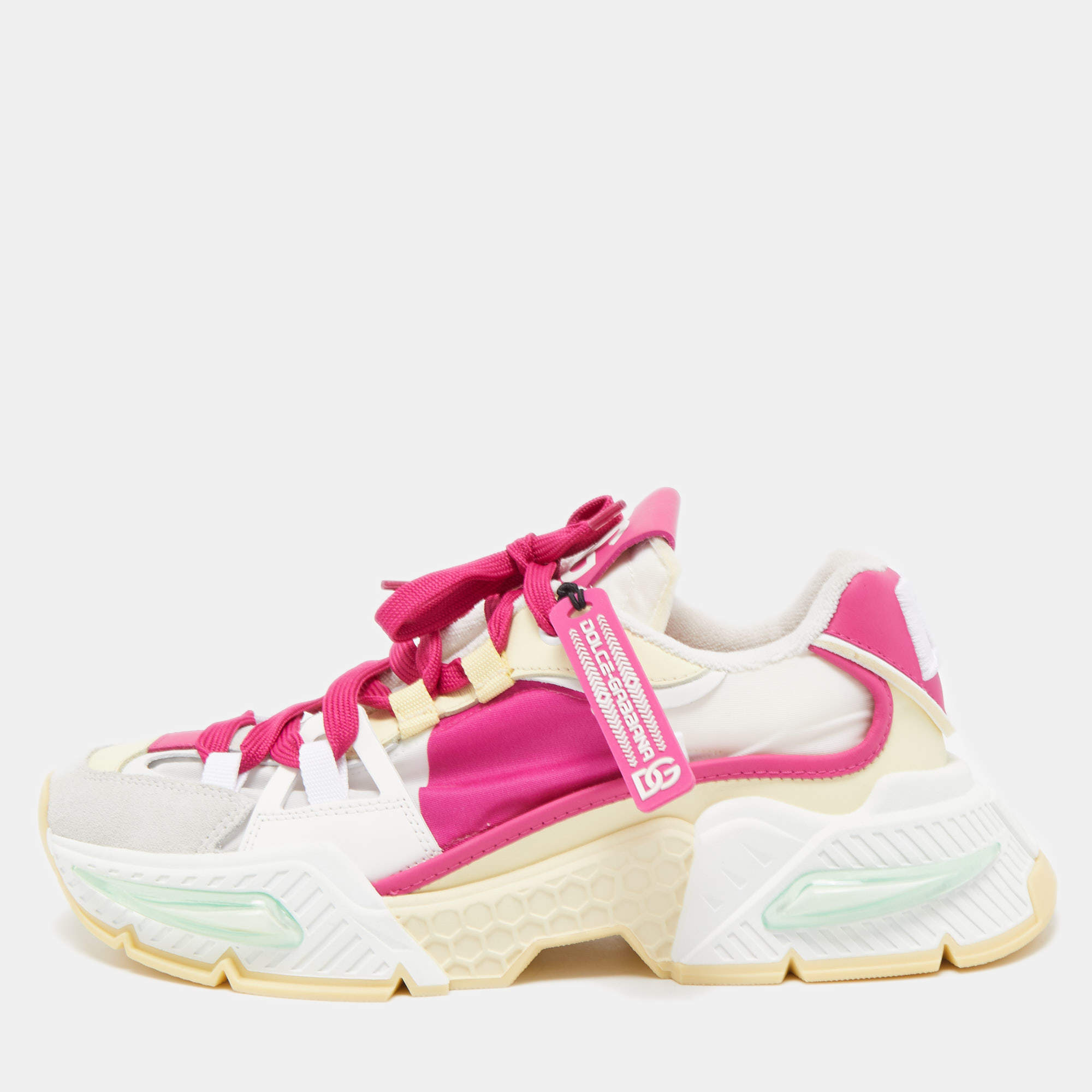 Pre Owned Dolce & Gabbana Multicolor Nylon and Suede Low Top Sneakers Size 38