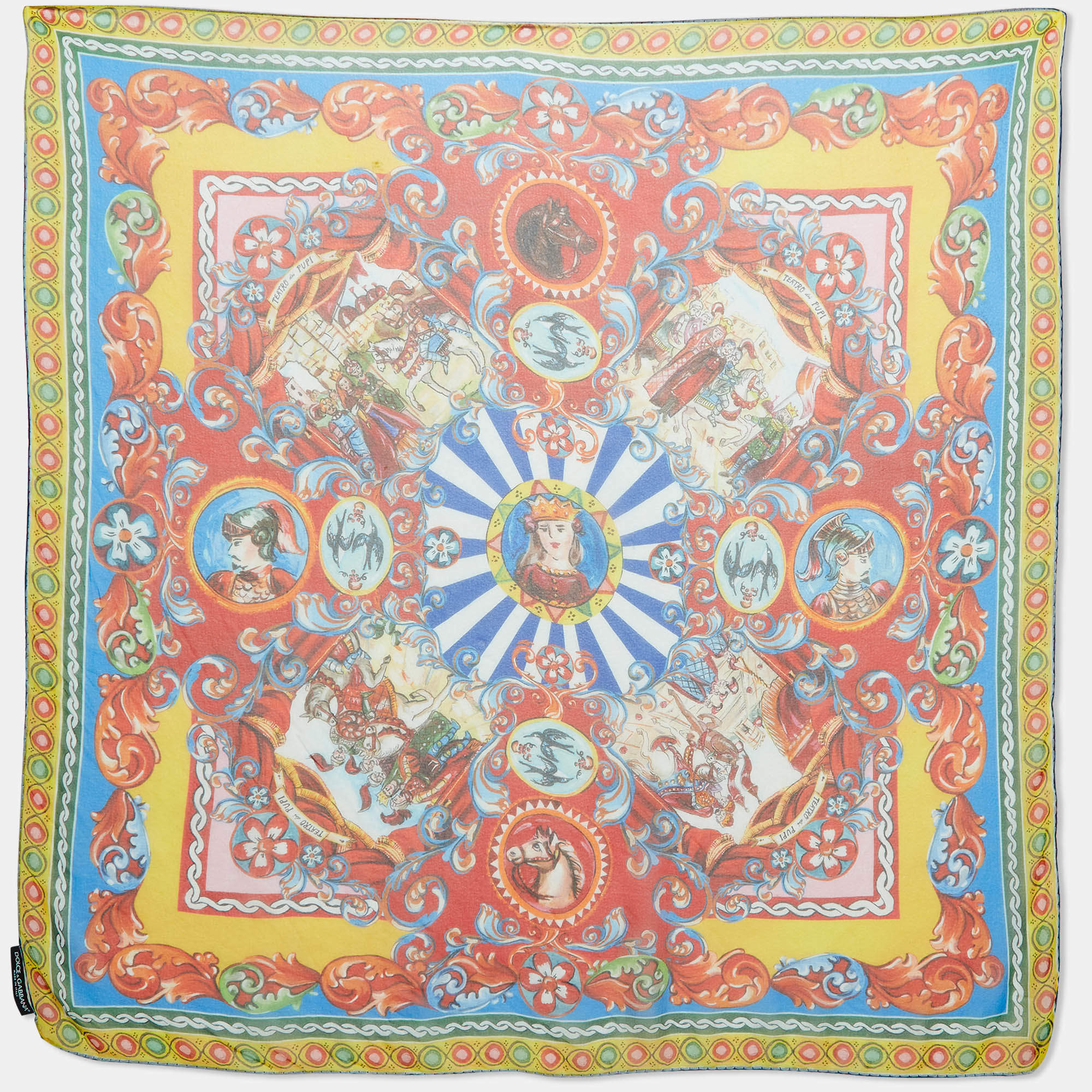 Pre Owned Dolce & Gabbana Multicolor Teatro Dei Pupi Silk Square Scarf