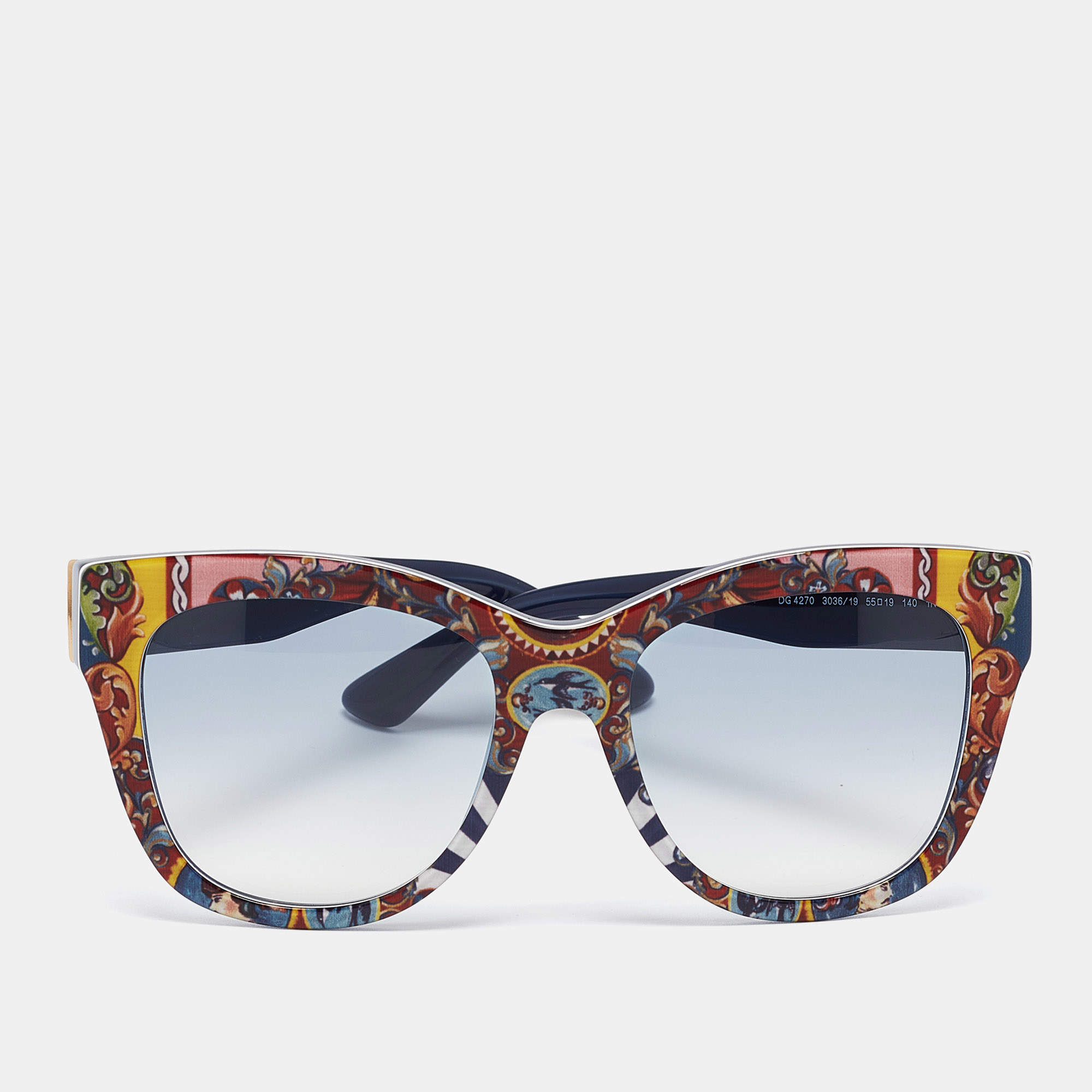 Pre Owned Dolce & Gabbana Printed/Blue Gradient DG4270 Square Sunglasses