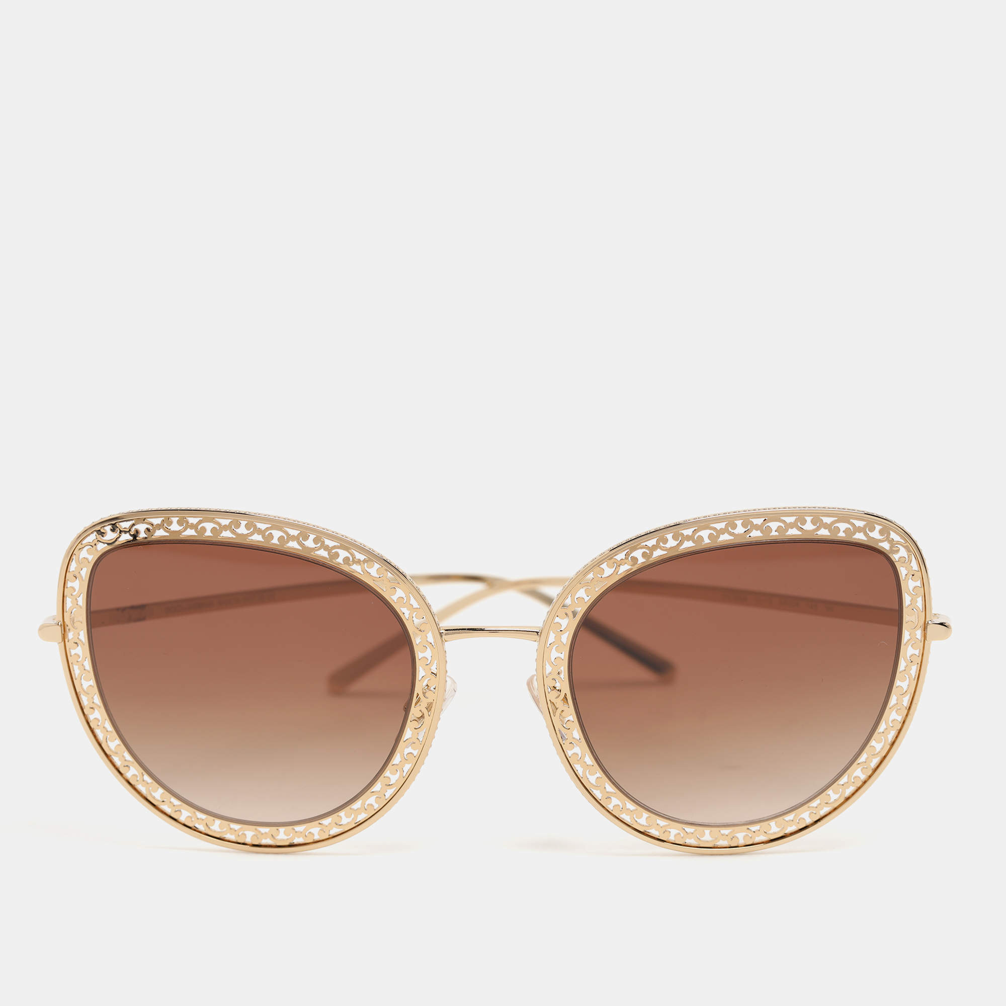 Dolce & Gabbana Gold Tone Metal DG2226 Devotion Collection Gradient Sunglasses