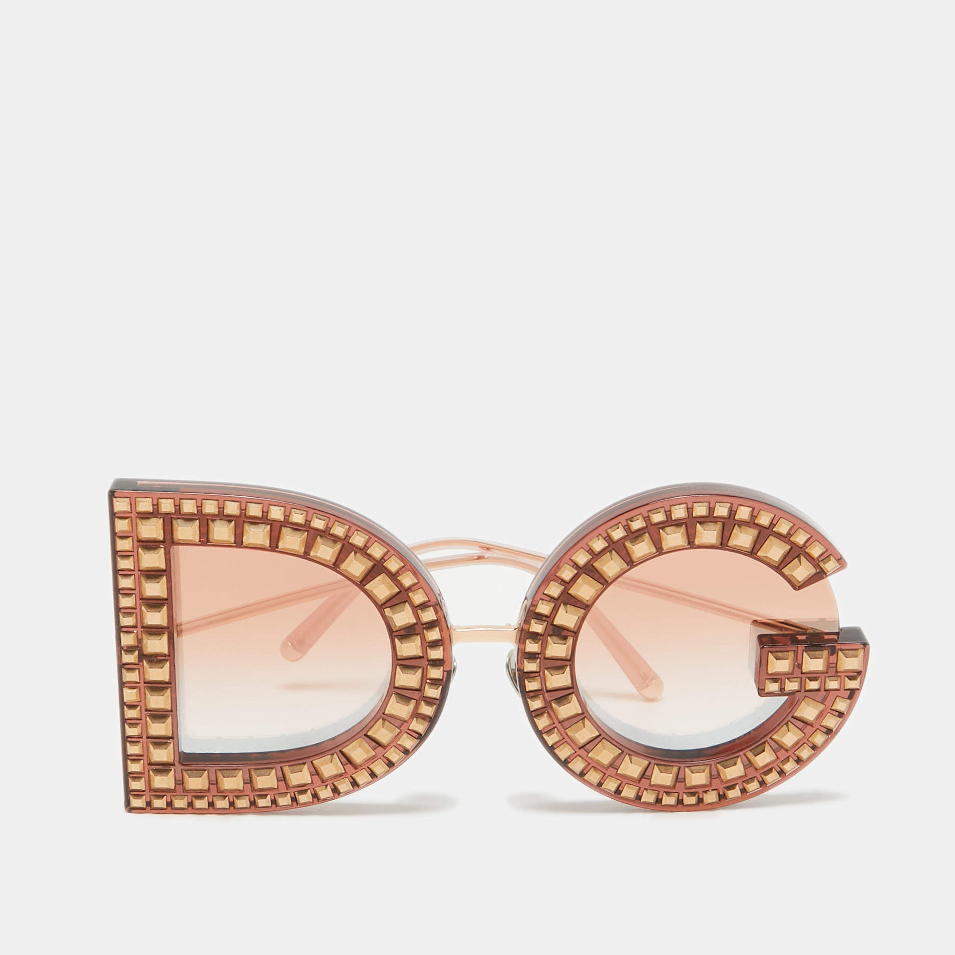 Dolce & Gabbana Brown DG6121-B DG Studded Oversized Sunglasses
