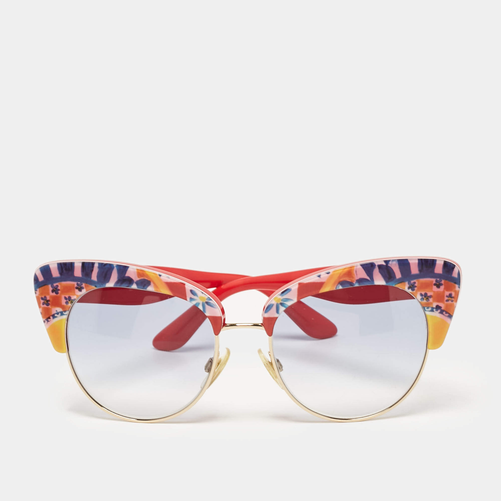Pre Owned Dolce & Gabbana Red/Blue Gradient DG4277 Sicilian Carretto Cat-Eye Sunglasses