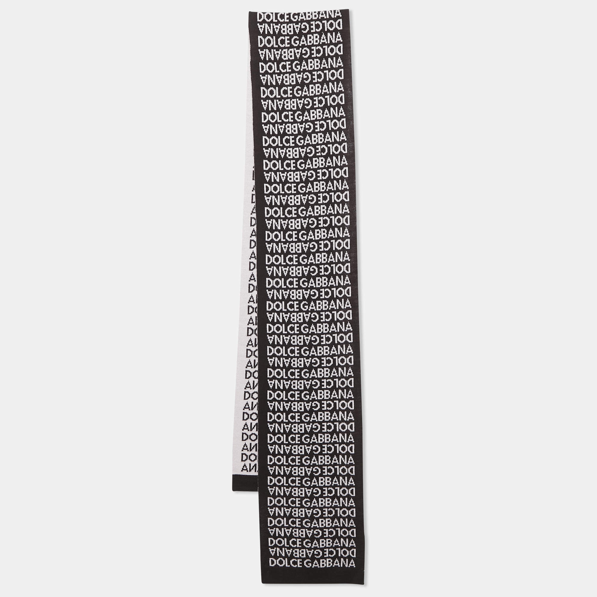 Dolce & Gabbana Brown/Pink Monogram Knit Scarf 