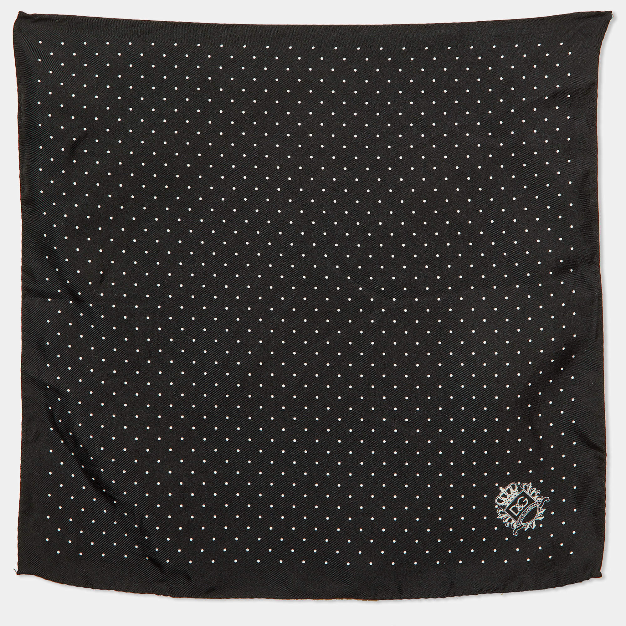 Dolce & Gabbana Black Polkadots Print Silk Pocket Square