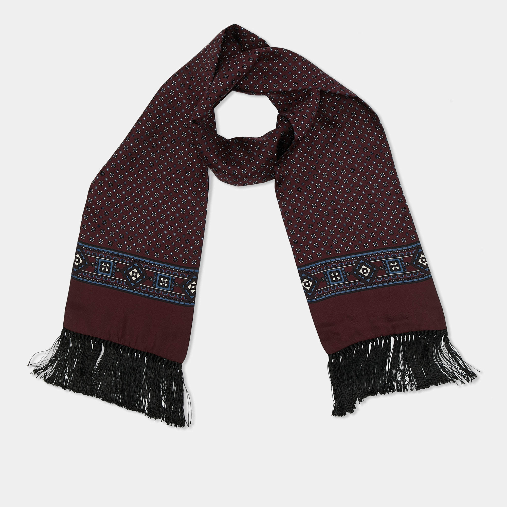Dolce & Gabbana Blue Majolica Print Silk Head Scarf Dolce