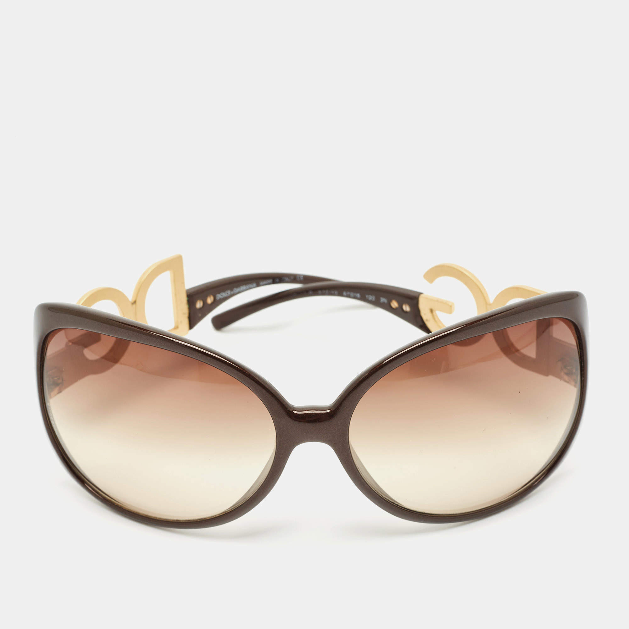 Dolce and Gabbana Brown Gradient DG Crystals Logo Oversized  Sunglasses