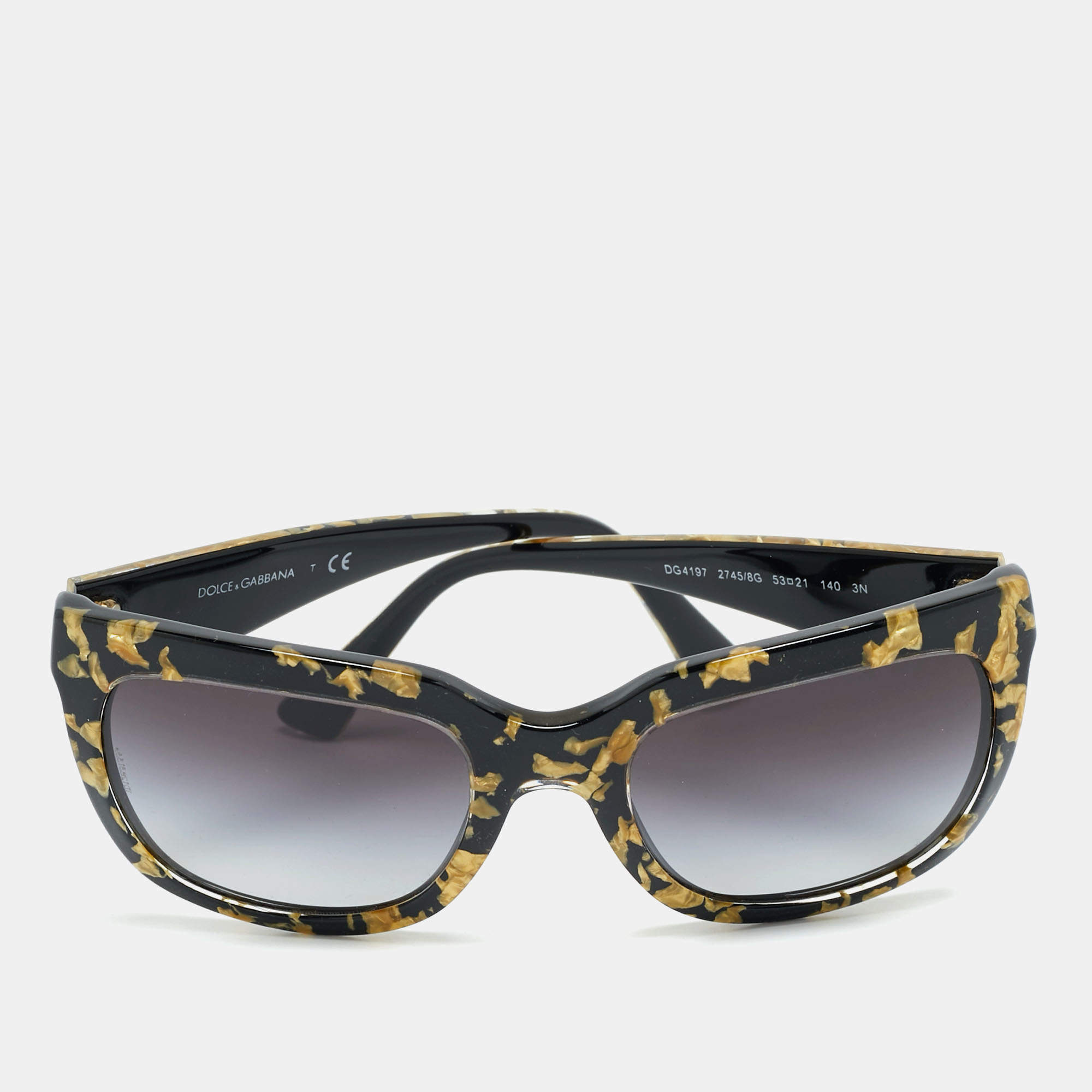 Pre Owned Dolce and Gabbana Black/Gold Gradient DG 4197 Square Sunglasses